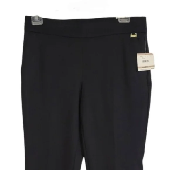 NWT Anne Klein Black Woven Straight Wide Leg Pants - Picture 2 of 9